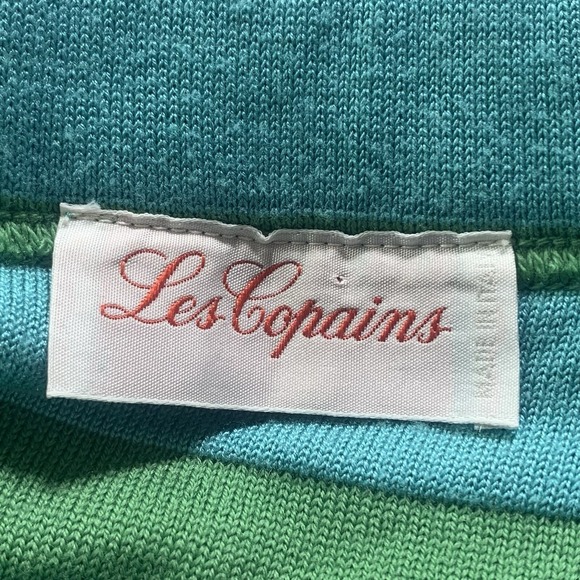 Les Copains Knit Skirt 42-US 6 Green Blue Striped Pencil Wool Blend Made Italy - Picture 5 of 11
